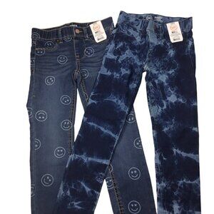 Wonder Nation Jeggings Lot of 2 Denim Stretch Girls S (6-6X) Tie Dye Smiley Face